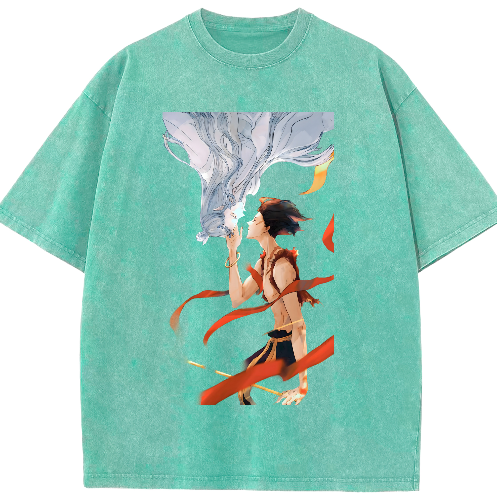 （画像用） Ne Zha 2 ナタ 魔童の大暴れ 綿100% ヴィンテージ風 半袖Tシャツ（フロントプリント）